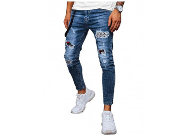 Tmavě modré pánské džínové kalhoty podšité látkou
