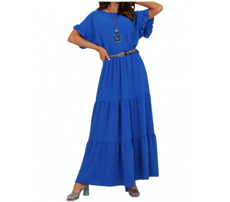 Modrá volánová maxi sukně