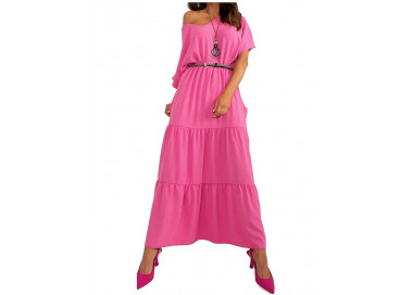 Tmavě růžová volánová maxi sukně