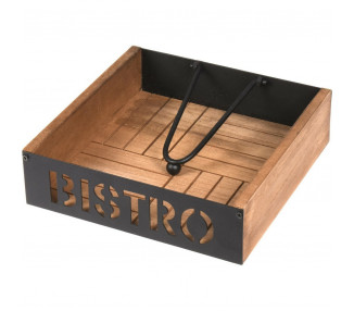 EH Dřevěný box na ubrousky BISTRO, 18 x 18 x 5 cm
