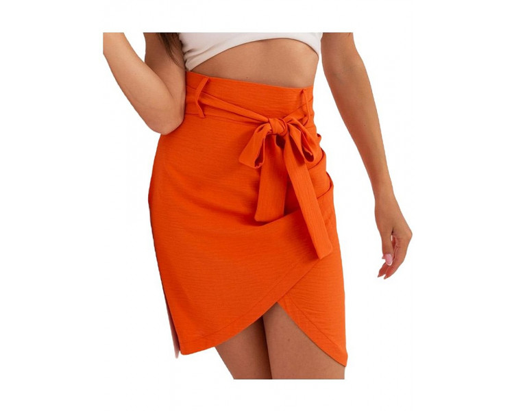 Oranžová elegantní sukně s páskem