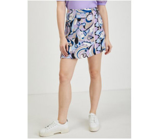 Modro-fialová dámská vzorovaná zavinovací sukně/kraťasy