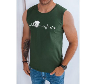 Pánské tričko bez rukávů s potiskem KITTA zelené barvy