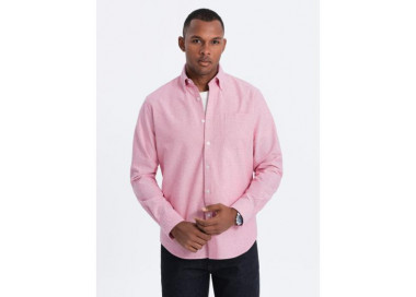 Pánská látková košile Oxford REGULAR V3 OM-SHOS-0108 růžová