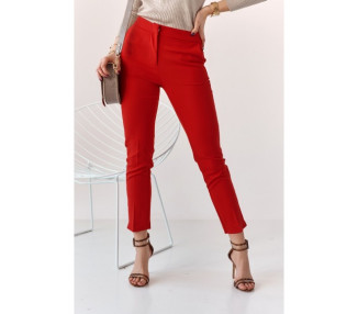 Úzké kalhoty s naznačenými záhyby, červené
