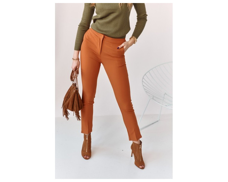 Úzké kalhoty s naznačenými záhyby, oranžové