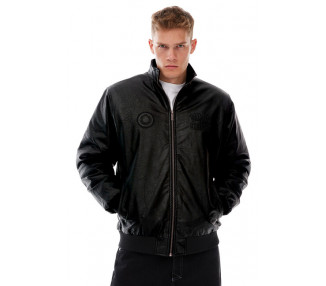 Mass Denim Athletic Leather Jacket black