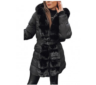 černá zimní bunda s kožíškem cluster