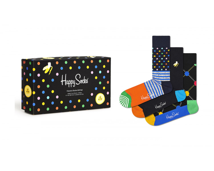 Happy Socks Classic Multi-color Gift Set 3 Pack černé XCSG08-9300