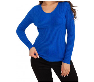 Modrý žebrovaný svetr