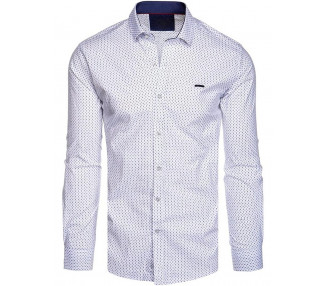Bílá košile s jemným modrým vzorem
