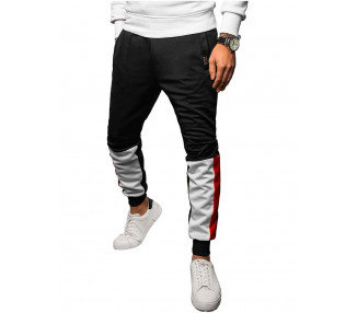 černé tepláky jogger s bílo-červeným vzorem